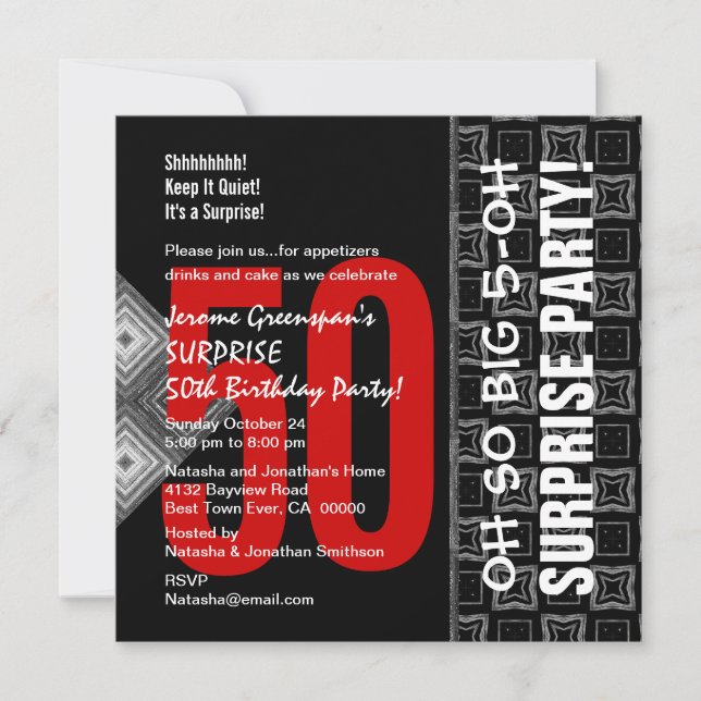 Convite 50.a Surprise Diagonal Black and Red V03 (Frente)