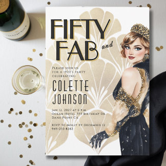 Convite 50 and Fabulous 1920s Birthday Invitation
