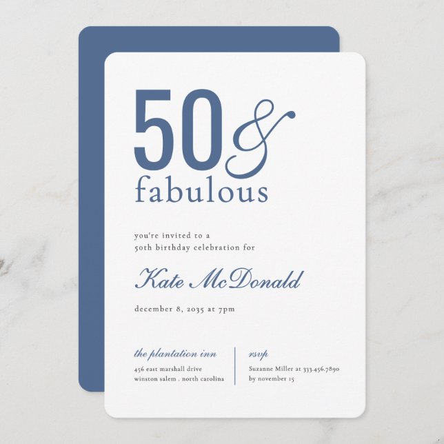 Convite 50 and Fabulous 50th Birthday Invitation (Frente/Verso)