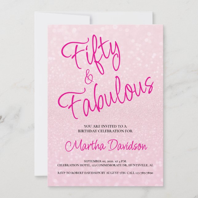 Convite 50 and Fabulous | 50th Birthday Invitation (Frente)