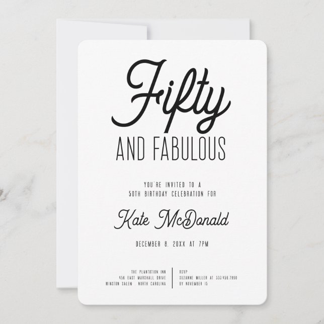Convite 50 and Fabulous 50th Birthday Invitation (Frente)