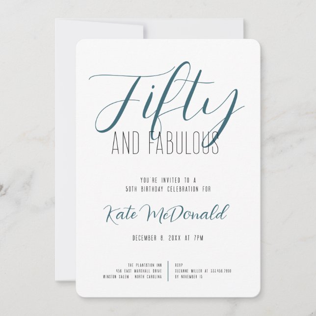 Convite 50 and Fabulous 50th Birthday Invitation (Frente)