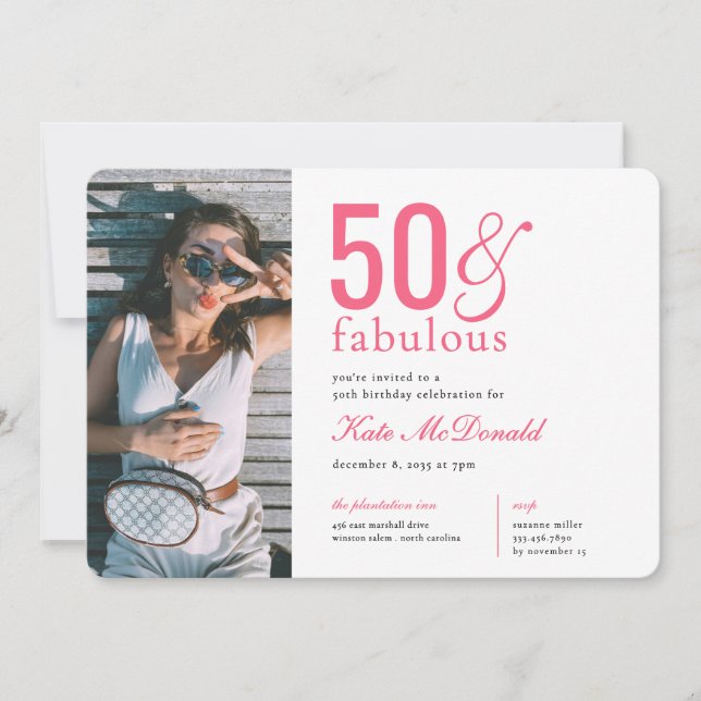 Convite 50 and Fabulous 50th Birthday Invitation (Frente)