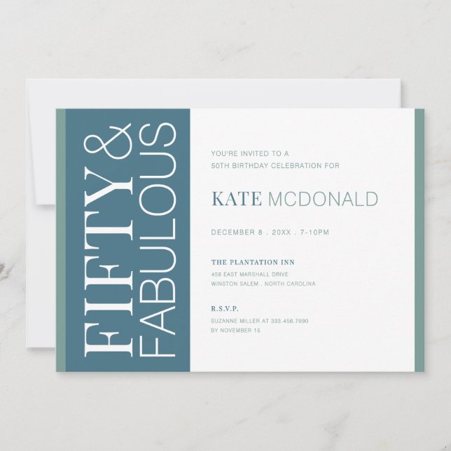 Convite 50 and Fabulous 50th Birthday Invitation (Frente)