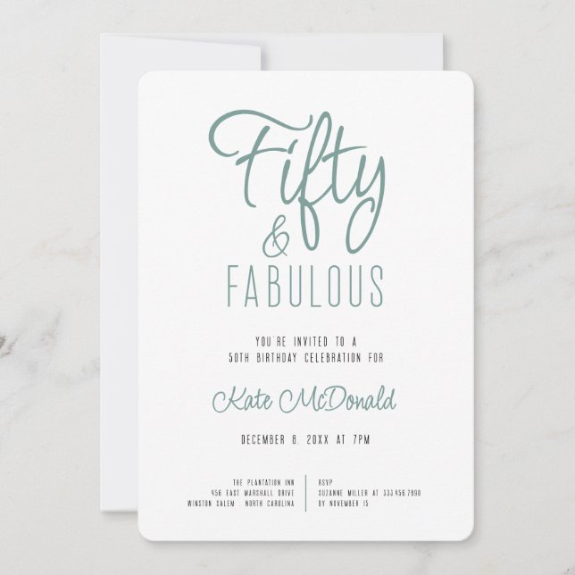 Convite 50 and Fabulous 50th Birthday Invitation (Frente)
