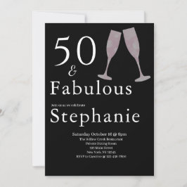 Convite 50 and Fabulous | 50th Birthday Party Black White