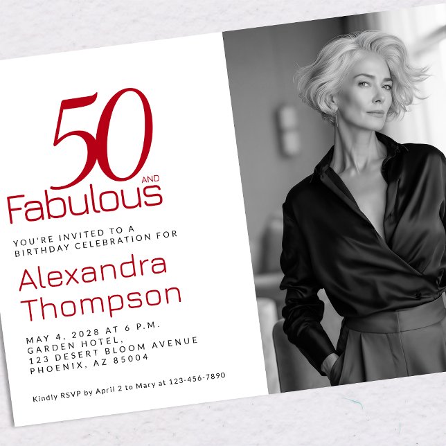 Convite 50 and Fabulous | 50th Birthday Party Invitation (Criador carregado)