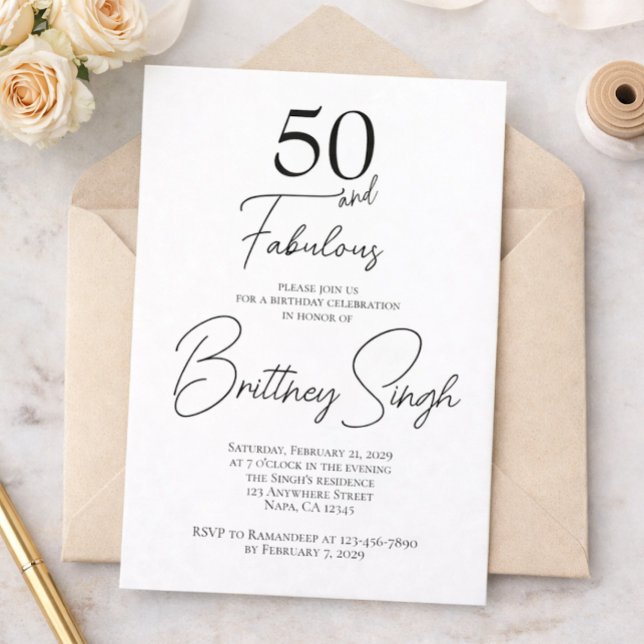 Convite 50 and Fabulous | 50th Birthday Party Invitation (Criador carregado)