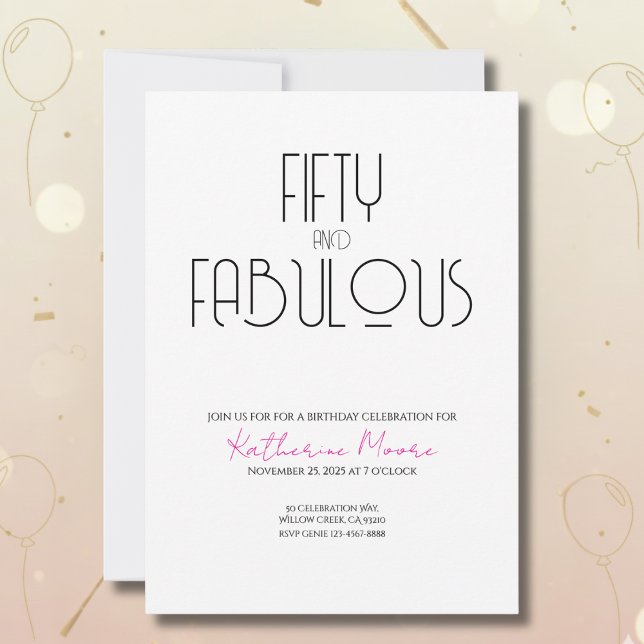 Convite 50 and Fabulous | 50th Birthday Party Invitation (Criador carregado)