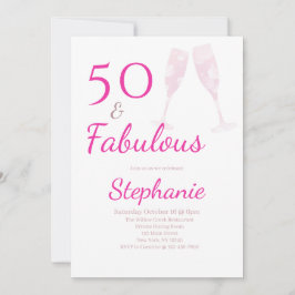 Convite 50 and Fabulous | 50th Birthday Party Pink