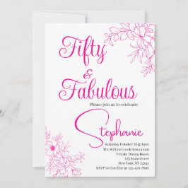 Convite 50 and Fabulous | 50th Birthday Party Pink