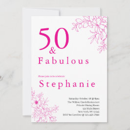 Convite 50 and Fabulous | 50th Birthday Party Pink
