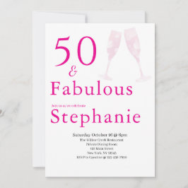 Convite 50 and Fabulous | 50th Birthday Party Pink