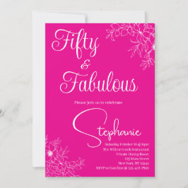 Convite 50 and Fabulous | 50th Birthday Party Pink White