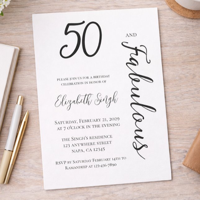 Convite 50 and Fabulous Birthday Party Invitation  (Criador carregado)