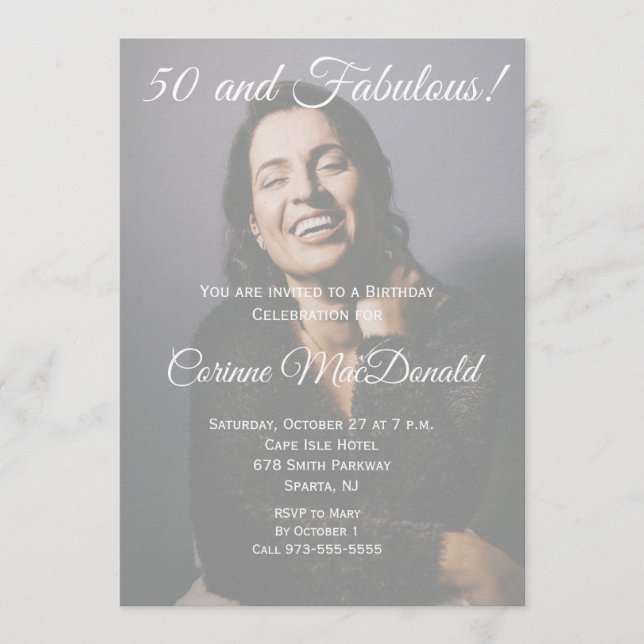 Convite 50 and Fabulous Birthday Party Invitation  (Frente)