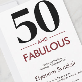 Convite 50 And Fabulous Cherry Wine 50th Birthday