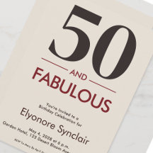 50 And Fabulous Minimal Elegant 50th Birthday