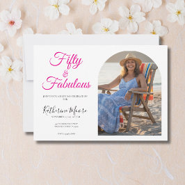 Convite 50 and Fabulous Photo Pink 50th Birthday Party 