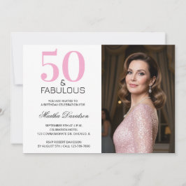 Convite 50 and Fabulous Pink 50th Birthday