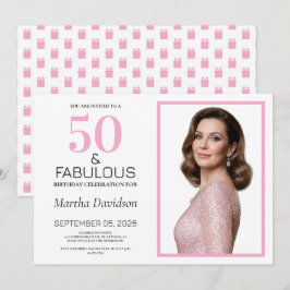 Convite 50 and Fabulous Pink 50th Birthday