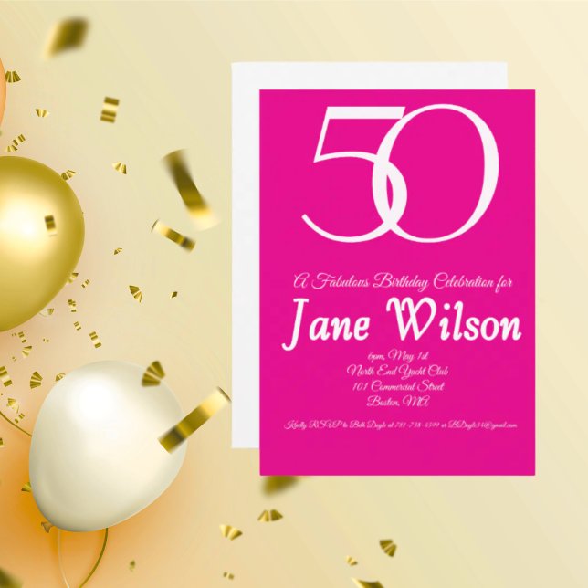 Convite  50 and fabulous pink birthday invitation  (Criador carregado)