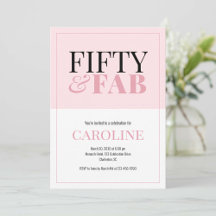 50 and Fabulous Pink Birthday Party Invitation