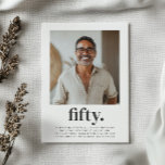 Convite 50° aniversário de fotos ao quadrado<br><div class="desc">Marque seu aniversário de marco com sofisticação usando este moderno 150º Aniversário modelo para homens! Apresentando um espaço personalizável para sua própria foto e a palavra ousada "cinquenta", este design elegante é perfeito para celebrar no estilo. Fácil de personalizar, este convite permite que você crie uma maneira única e memorável...</div>