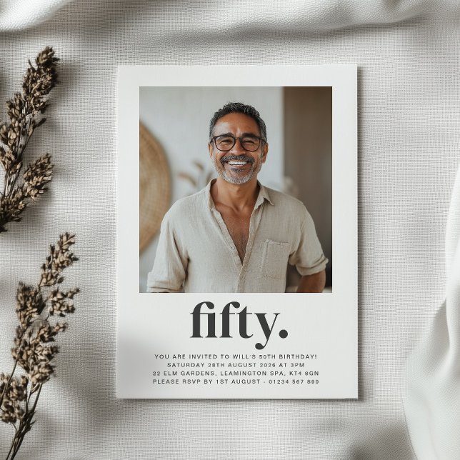Convite 50° aniversário de fotos ao quadrado (Criador carregado)