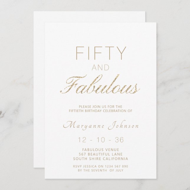 Convite 50 anos Dourados Brancos e Fabulosos 50 anos (Frente/Verso)