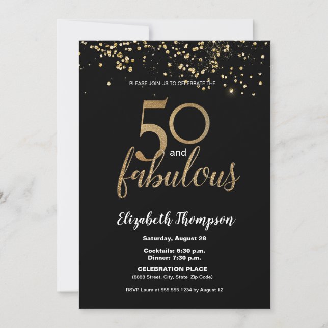 Convite 50 anos e fabuloso 50 anos personalizados (Frente)