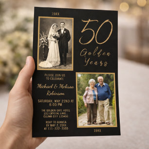 Convite 50 anos Ouros 50 anos Dourados de aniversário de c