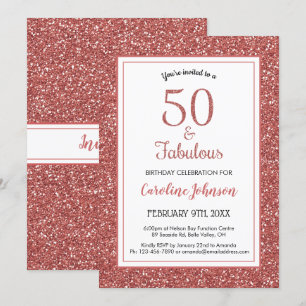 Convite 50 & brilho Dourado cor-de-rosa Sparkly do
