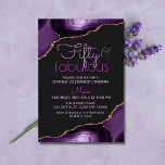 Convite 50 e Agato Roxo Fabuloso<br><div class="desc">O "50 e Fabuloso 50.º Convite para Agate de Festa de aniversário" é um convite elegante e atraente, projetado especificamente para celebrar um marco de 50 anos. Ele apresenta uma fatia geodésica luxuosa e profunda do agato roxo como uma borda, aprimorada com texturas de aquarela e soprando sotaques dourados falsos,...</div>