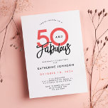 Convite 50 e Fabulosa 50ª Festa de aniversário Elegante<br><div class="desc">Apresentando nosso 50 e Fabuloso 50º Aniversário do Elegante! Este convite irradia sofisticação com seu fundo branco complementado por elegantes corais e letras negras que exibem lindamente a frase '50 e Fabuloso' em na moda. No lado do sacudir, descubra um padrão "50" branco-chic. Personalize com seus detalhes de eventos e...</div>