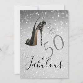 Convite 50 e Fabulosa 50ª Prata Luminosa Elegante