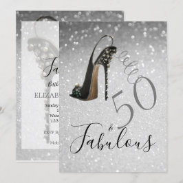 Convite 50 e Fabulosa 50ª Prata Luminosa Elegante
