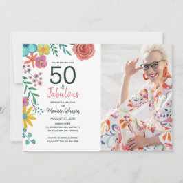 Convite 50 e fabulosa e elegante aquarela floral