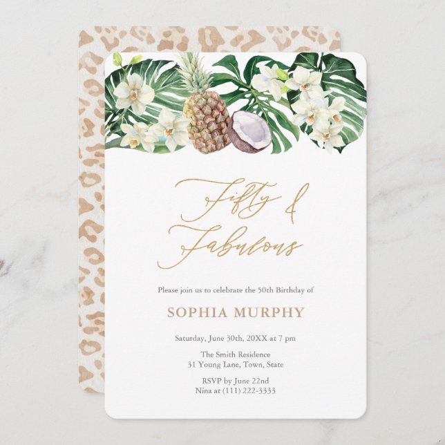 Convite 50 e Fabulosa Festa de aniversário da Selva 50 (Frente/Verso)