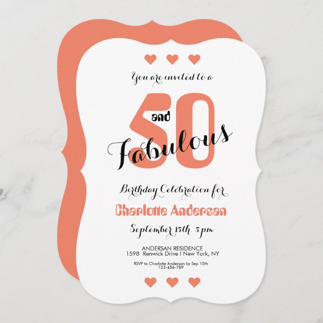 Convite 50 e Fabulosa Festa de aniversário de Corais 50 (Frente/Verso)