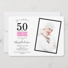 Convite 50 e Fabulosa Festa de aniversário rosa-50