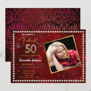 Convite 50 e Fabulosa Festa de aniversário Vermelha 50
