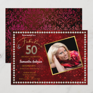 Convite 50 e Fabulosa Festa de aniversário Vermelha 50