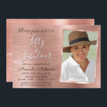 Convite 50 e Fabulosa Foto Rosa Blush Dourada Elegante<br><div class="desc">A 50 e Fabulosa 50ª Festa de aniversário de folha de ouro Elegante ou os Convites de Aniversário Rosa Blush são perfeitos para uma Festa de aniversário Dourada ou Cor-de-rosa Blush. Estes 50 e Fabulosos Convites de festas são perfeitos para uma Festa de aniversário 50. Você pode atualizar o cartão...</div>