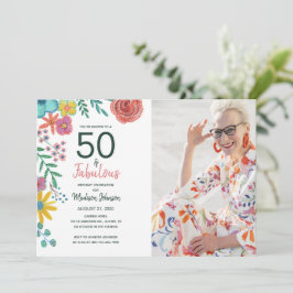 Convite 50 e fabulosas elegantes flores aquarela