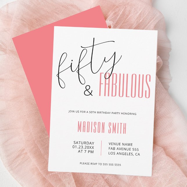 Convite 50 e Fabuloso 50º aniversário (50 and Fabulous 50th Birthday Invitation)