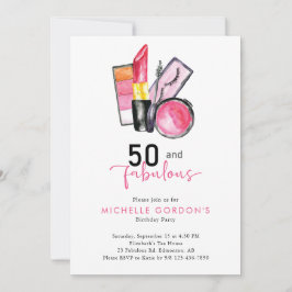 Convite 50 e fabuloso 50º aniversário Cosméticos Rosa Bela
