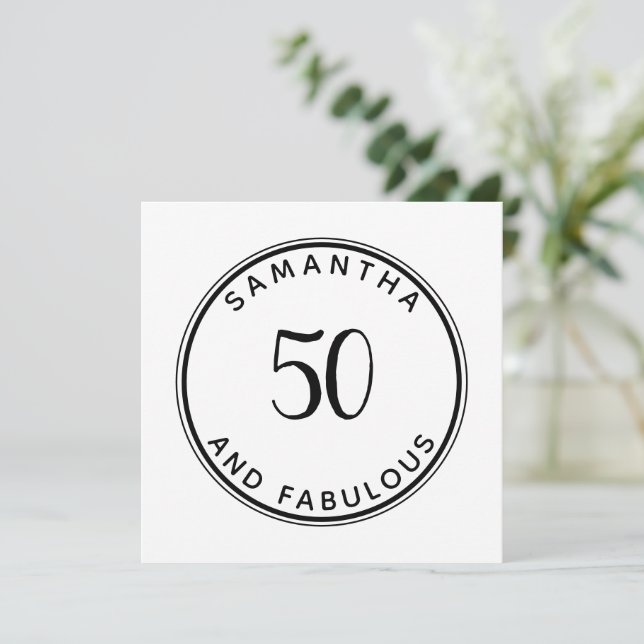 Convite 50 e Fabuloso 50. º aniversário, moderno mínimo (Em pé/Frente)