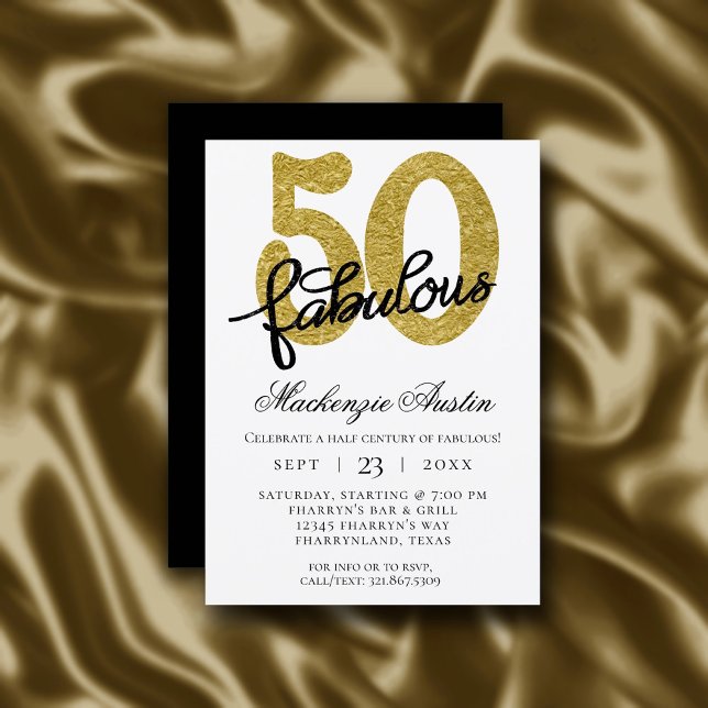 Convite 50 e Fabuloso | 50.a Festa de aniversário Dourada (Criador carregado)