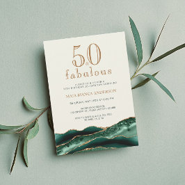 Convite 50 e Fabuloso Ágata Esmeralda Verde Aniversário de